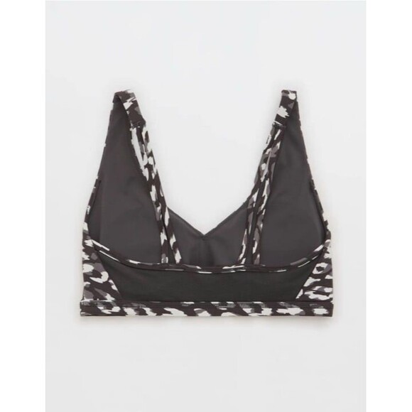 Offline By Aerie Goals Plunge Sports Bra Gray Size Small - Picture 2 of 10